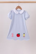 BLUE SCHOOL APPLIQUE DRESS