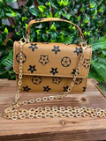 Camel Star Printed Crossbody with Chain.