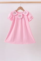 PINK FLORAL EMBROIDERY DRESS