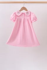 PINK FLORAL EMBROIDERY DRESS