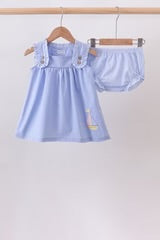 BLUE SAILBOAT EMBROIDERED BLOOMER SET
