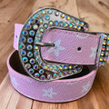 Pink Star Printed Girls Belt. (31.5"Long WIDE1.25)