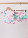Patchwork Paradise Ruffle Swim Set