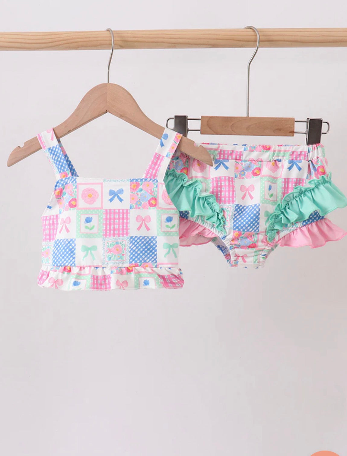 Patchwork Paradise Ruffle Swim Set