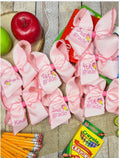 School Grade Embroidered Pencil Moonstitch Bow | Pre-K To 5th Grade