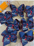 School Grade Embroidered Apple Moonstitch Bow