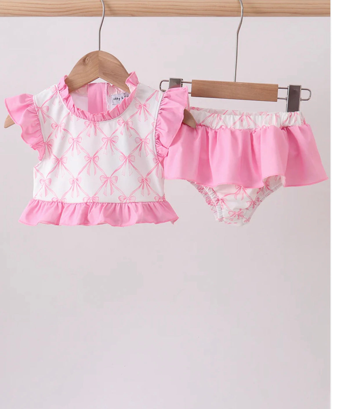 Pink Bow Bliss Ruffle Swim Set