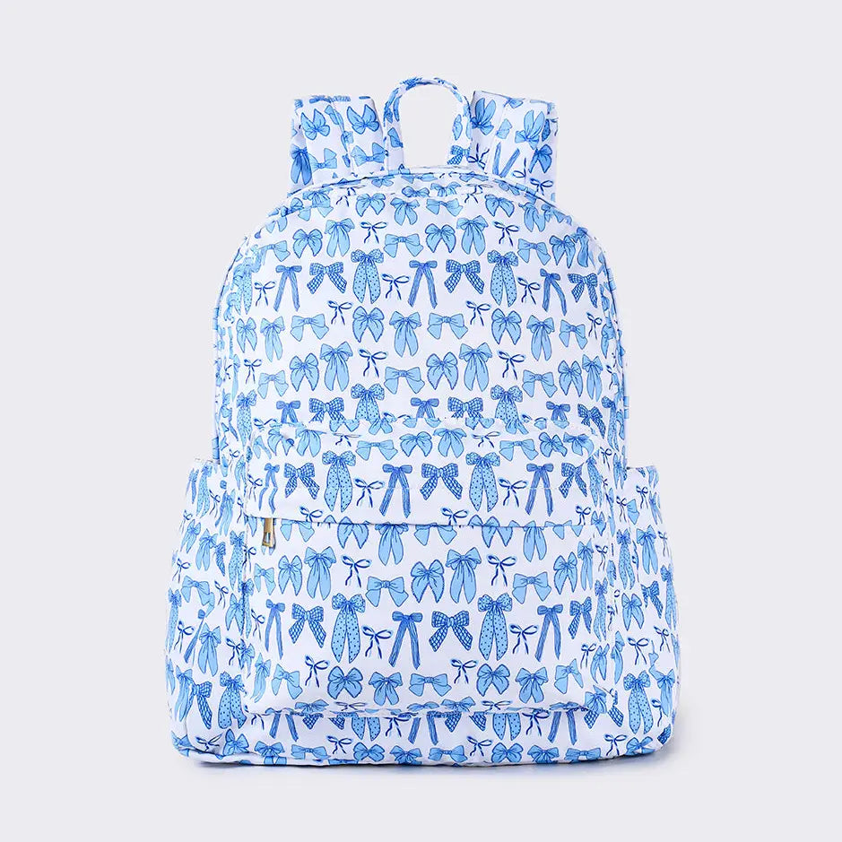 Bow Print Kids Girls Canvas Backpack