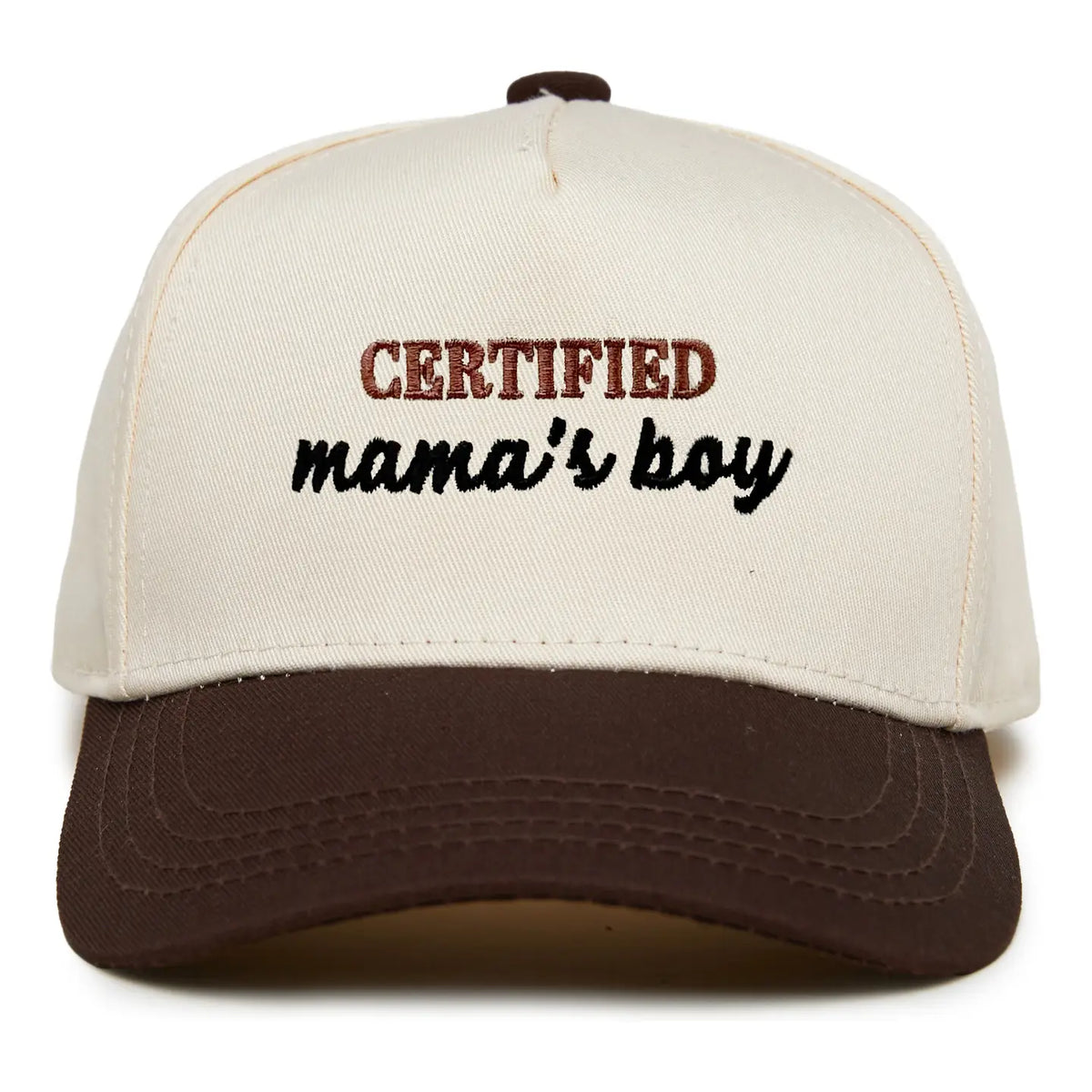Kid/Baby 2-Tone Cap: Certified Mamas Boy Brown/Beige