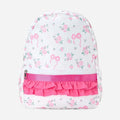 Floral Bow Print Girls Backpack Ruffle Bag