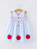 Girls Back To School Apple Twirl Dress Smocked