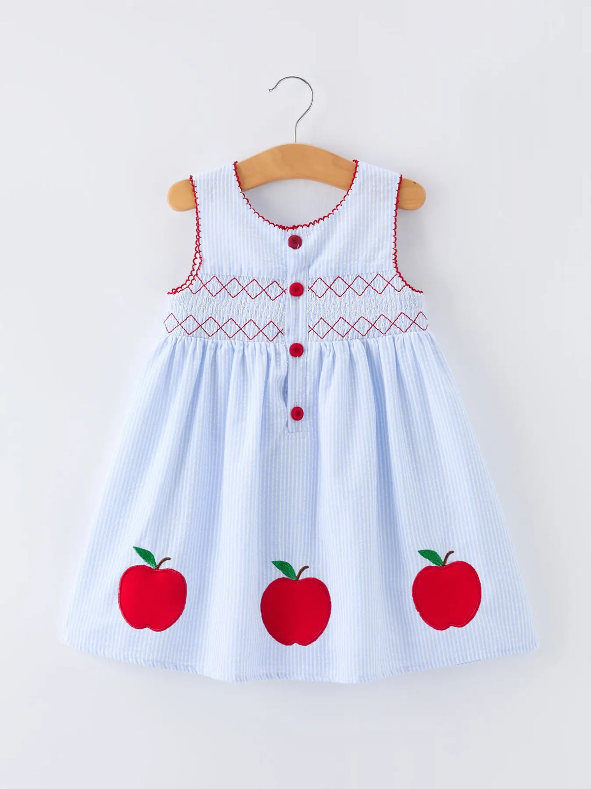 Girls Back To School Apple Twirl Dress Smocked